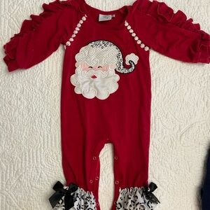 Marie Nicole Baby Girl Red Santa Christmas Romper Size 12-18 Months